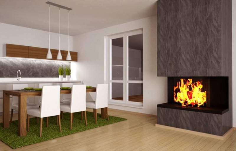 Дизайн кухни-гостиной в квартире в стиле минимализма