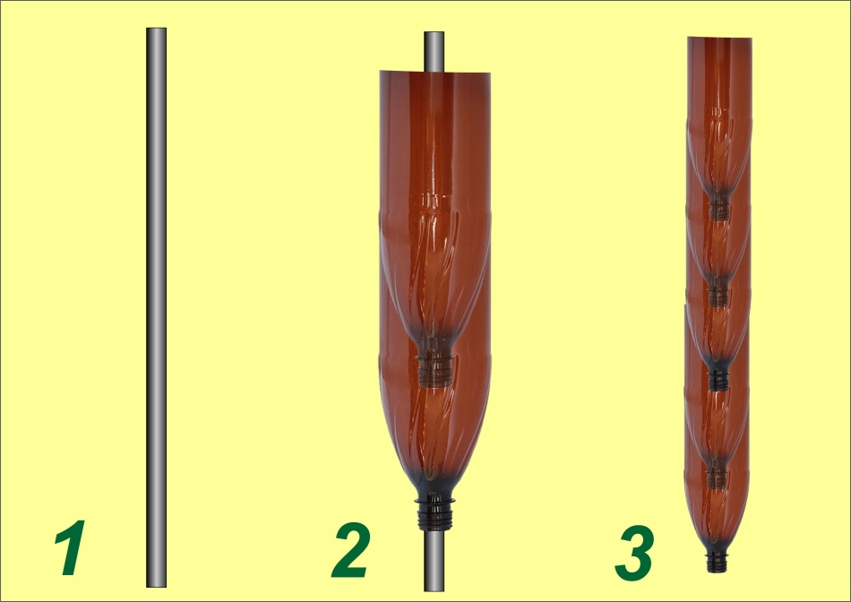 Схема создания ствола пальмы из пластиковых бутылок