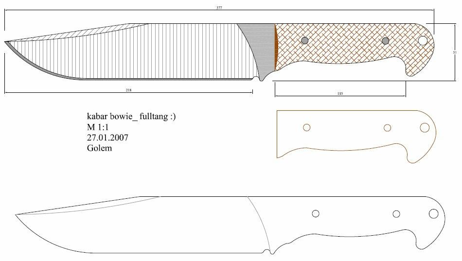 Боуи нож чертеж с размерами для изготовления своими руками