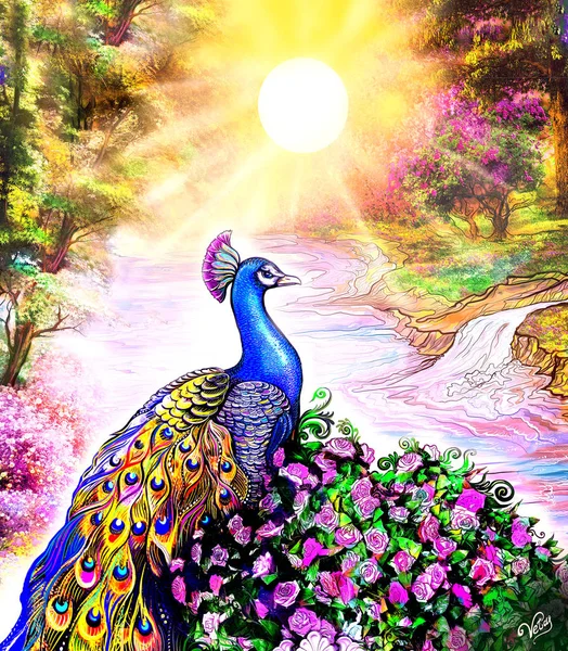 Paradise Morning Sun Fantasy Divine Garden Beautiful Picture Paradise Painting Royalty Free Stock Photos