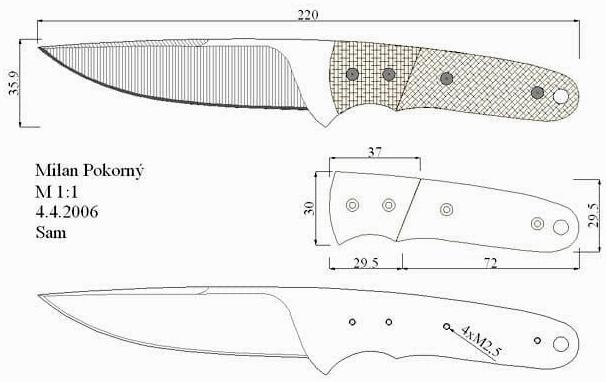 Чертеж клинка ножа