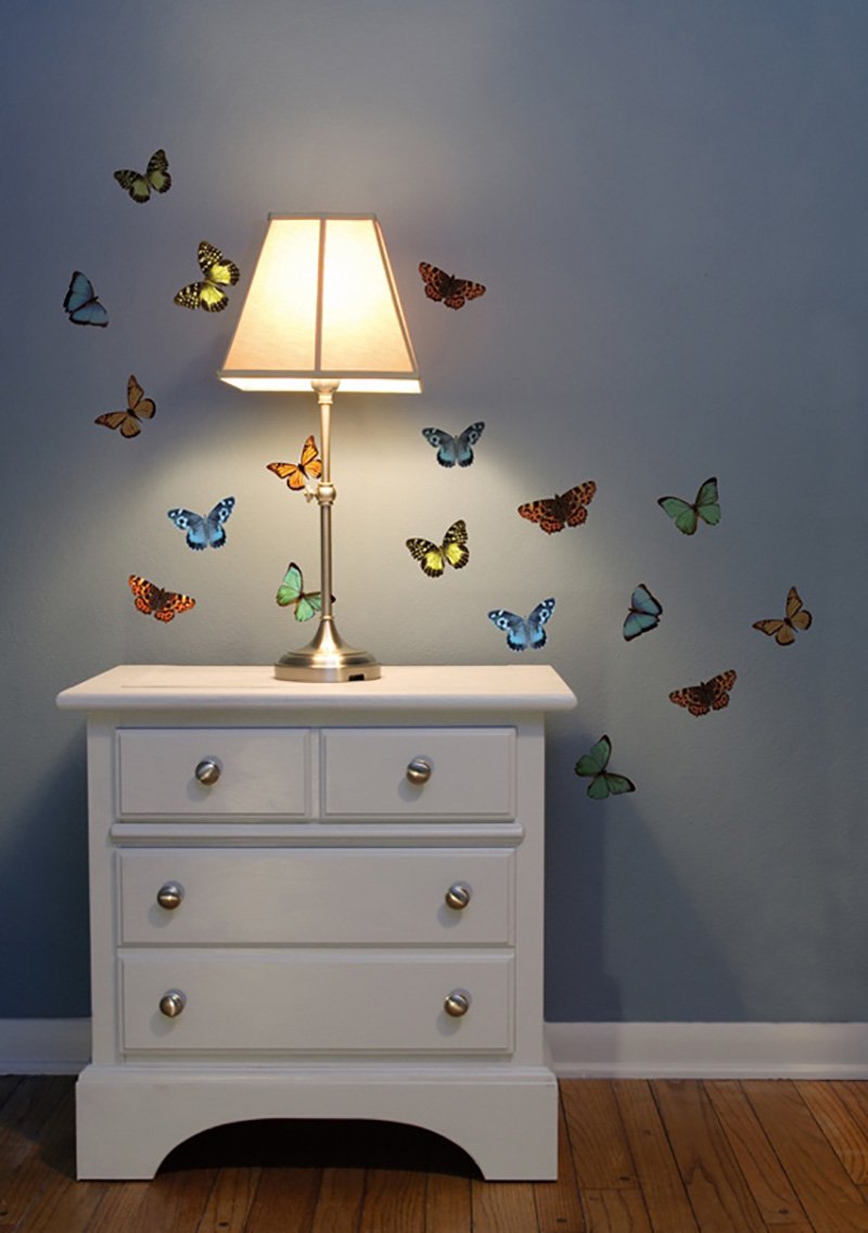 как сделать бабочки на стену из бумаги