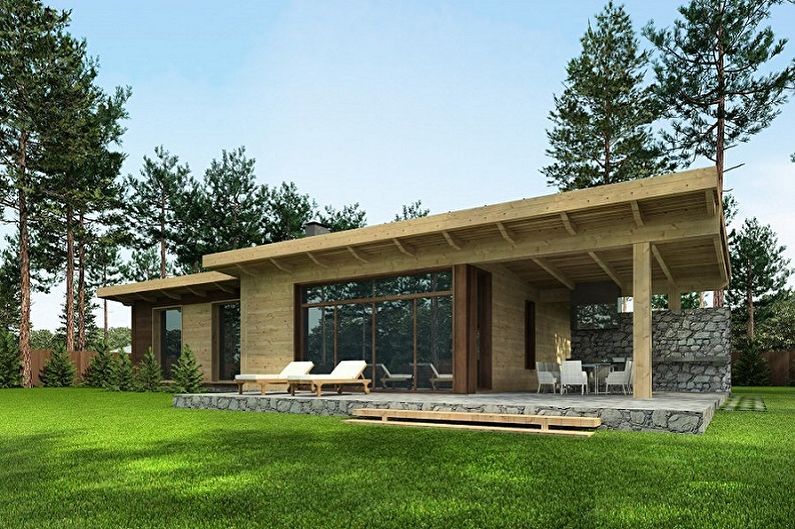 Современные проекты одноэтажных домов - Одноэтажный дом с панорамными окнами