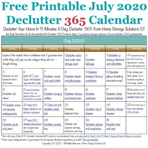 July Declutter Calendar